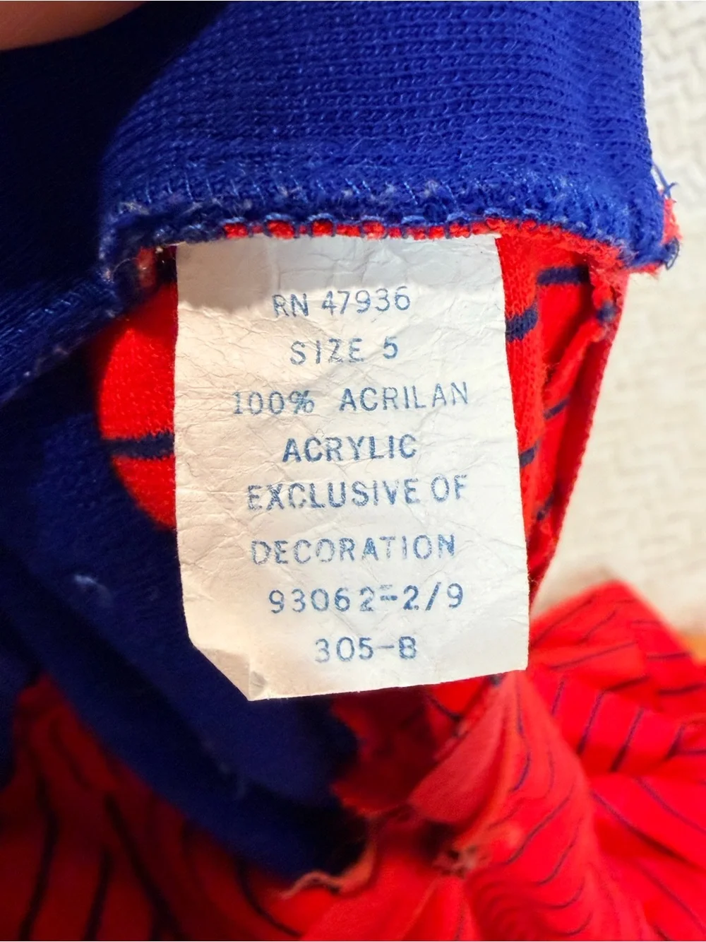 Vtg 70s Buster Brown Knit Dress Size 5 Kidcore Sailor Bib Red Blue Acrilan